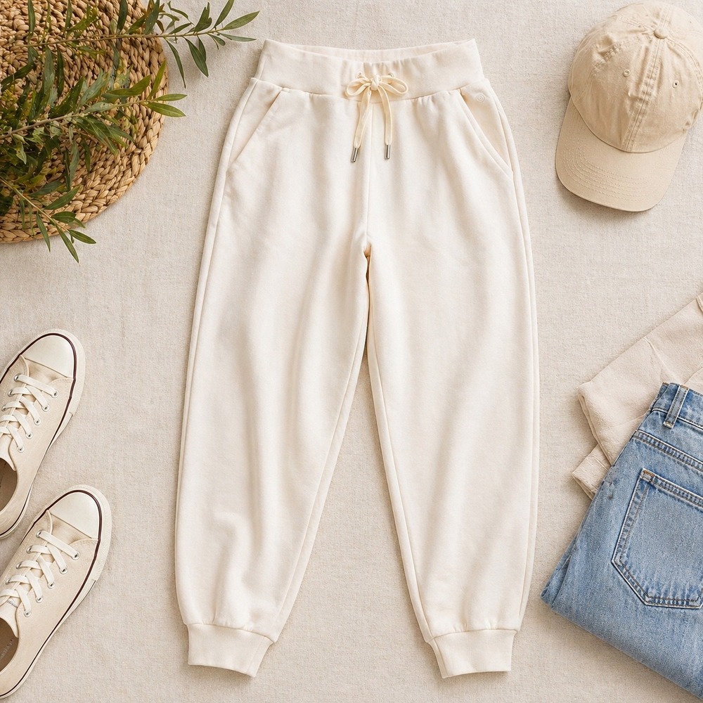 CALIA Cream Ivory Jogger Sweatpants XXL Modal Cotton Blend Drawstring Pockets